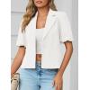 imageCicy Bell Womens Puff Short Sleeve Blazers Business Casual Button Down Lightweight Suit JacketsWhite