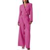 imageCicy Bell Womens Cropped Blazer 2 Piece Outfits Business Casual Blazer Jacket and Wide Leg Work Pants Suit SetsRose Red
