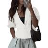 imageCicy Bell Womens Puff Short Sleeve Blazers Business Casual Button Down Lightweight Suit JacketsWhite