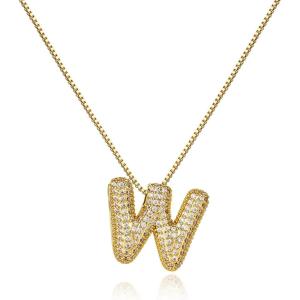 imageCicy Bell Initial Necklace for Women 18k Gold Plated Cubic Zirconia Luxurious Personalized Dainty Letter Pendant Necklace Birthday GiftsWGold