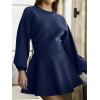 imageCicy Bell Womens Puff Long Sleeve Sweater Dresses Casual Trendy ALine Short Mini Dress Fall High Waisted Skater DressNavy