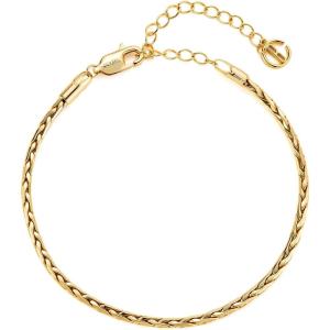 imageCicy Bell 18k Gold Plated Bracelets for Women Trendy Dainty Stackable Square Star Wave Bamboo Curb Snake Heart Paperclip Figaro Mirror Chain Link Bracelet Sets Minimalism Accessories Gifts1 Pc Gold Bamboo Chain Bracelet